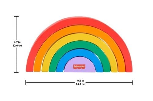 Fisher-Price Wood Toddler Toy Stacking Rainbow, 6 Colorful Wooden Pieces - Thumbnail 3