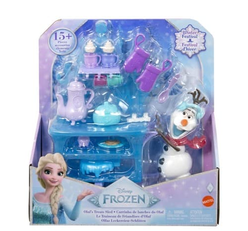 Disney Frozen Olaf Doll & Accessories, Treat Sled Playset with Cart, Food & More - Image 1
