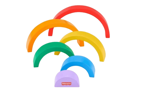 Fisher-Price Wood Toddler Toy Stacking Rainbow, 6 Colorful Wooden Pieces - Thumbnail 5