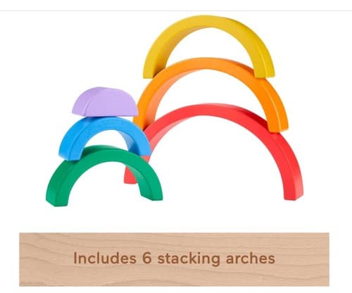 Fisher-Price Wood Toddler Toy Stacking Rainbow, 6 Colorful Wooden Pieces - Thumbnail 4