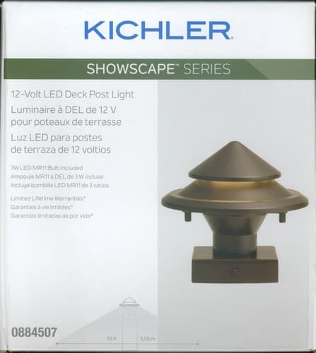 Kichler Hardwired Olde Bronze LED Outdoor Post cap light 12 V Deck Light 0884507 - Thumbnail 5
