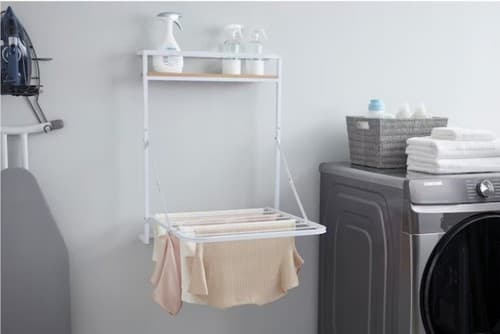24 inch Folding Metal Indoor Drying Rack Shelf White Finish by Style Selections - Image 1