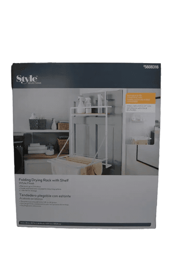 24 inch Folding Metal Indoor Drying Rack Shelf White Finish by Style Selections - Thumbnail 4