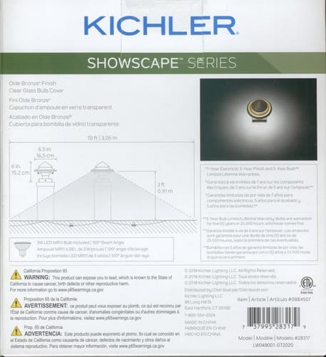 Kichler Hardwired Olde Bronze LED Outdoor Post cap light 12 V Deck Light 0884507 - Thumbnail 6