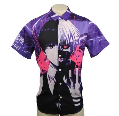 Tokyo Ghoul Anime Button Up Shirt Hot Topic Mens Medium Kaneki Graphic Manga - Image 1
