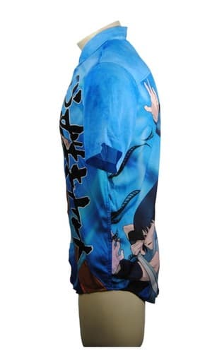 Naruto Shippuden Anime Button Up Shirt Hot Topic Mens Medium Blue Graphic Manga - Thumbnail 4
