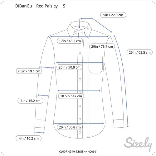 DiBanGu Mens Red Paisley Dress Shirt Small Long Sleeve Satin Floral Button Up - Thumbnail 8