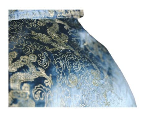 ODO Teal Blue Dragon Shirt Mens XL Silk Look Button Up Jacquard Short Sleeve - Thumbnail 7