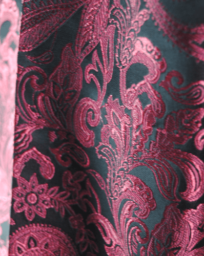 DiBanGu Mens Red Paisley Dress Shirt Small Long Sleeve Satin Floral Button Up - Thumbnail 7