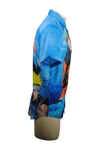 Naruto Shippuden Anime Button Up Shirt Hot Topic Mens Medium Blue Graphic Manga - Thumbnail 2