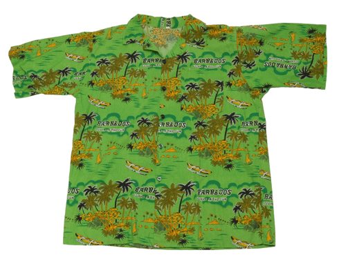 ​Barbados “Island in the Sun” Souvenir Shirt Tropical Green Print (Men’s Size L) - Image 1