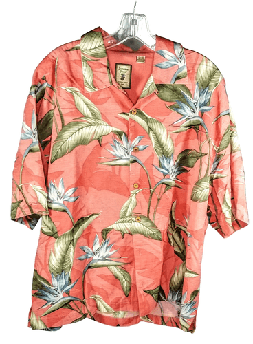 Jamaica Jaxx Hawaiian Shirt – Coral Pink with Tropical Paradis Bird (Large) - Image 1