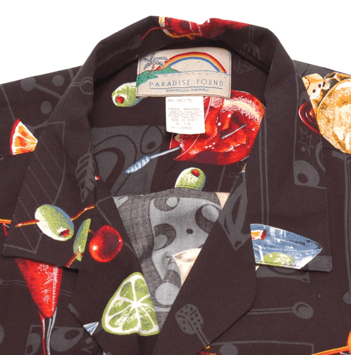 Paradise Found Cocktail Hawaiian Shirt – Black Party Drinks Theme (Men XL) - Thumbnail 3