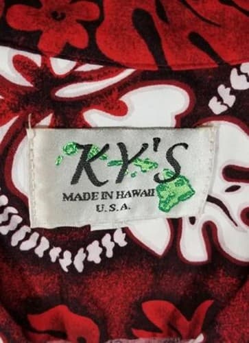 KY’s Aloha Shirt Red & White Hibiscus Floral Print (Men’s 2XL) - Thumbnail 3