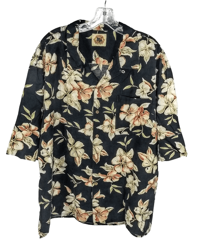 Pusser’s West Indies Hawaiian Shirt – Black Floral (Men’s Size XL) - Image 1