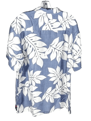 QuickSilver Hawaiian Shirt – Blue & White Tropical Leaf Print LARGE - Thumbnail 2