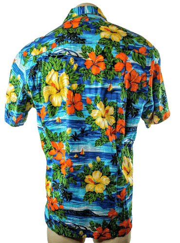 Squish Wear Vibrant Tropical Hibiscus Hawaiian Shirt (Size: L) Beachwear - Thumbnail 2
