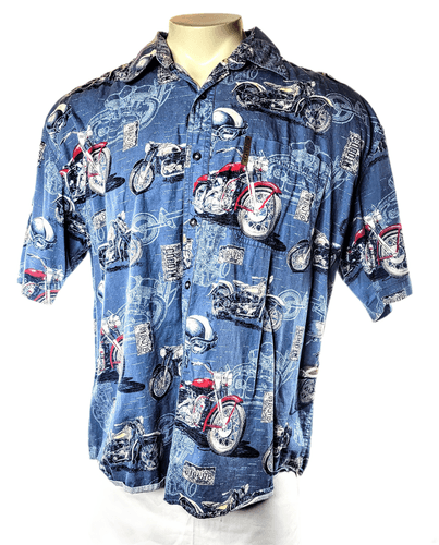 Magellan Sportwear Men’s Motorcycle Print Short Sleeve Shirt Size: XL - Image 1
