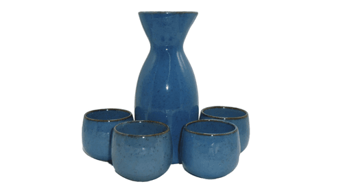 B.I.A Cordon Bleu Ceramic Sake Set Carafe + 4 Cups Japanese Style Stoneware Set - Image 1