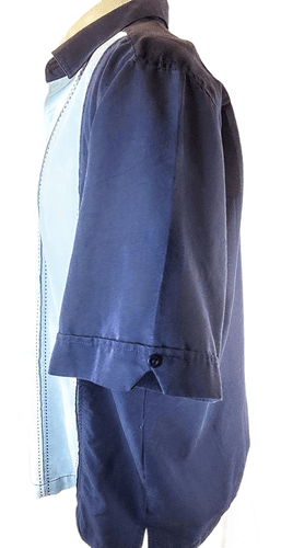 Havanera Co. Men's Guayabera-Style Shirt – Blue Ombre Panel Design (Size XL) - Thumbnail 3