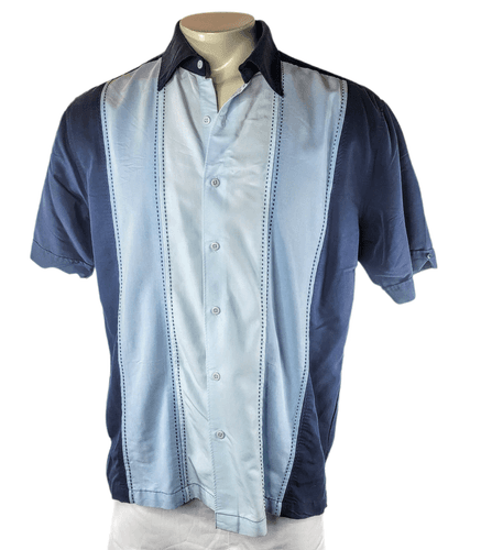 Havanera Co. Men's Guayabera-Style Shirt – Blue Ombre Panel Design (Size XL) - Image 1