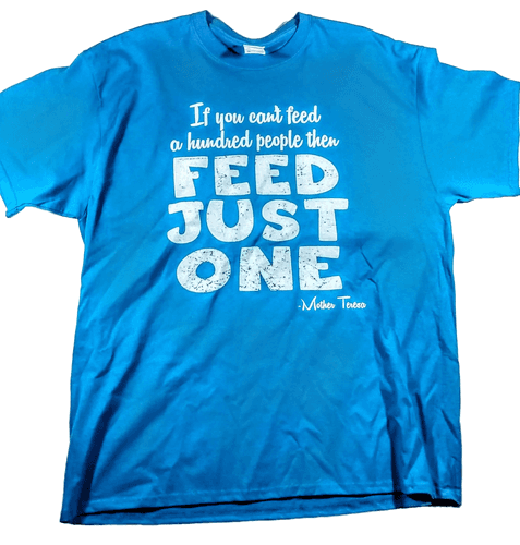 Feed Just One Against Hunger Blue T-Shirt (Size XL) - Image 1