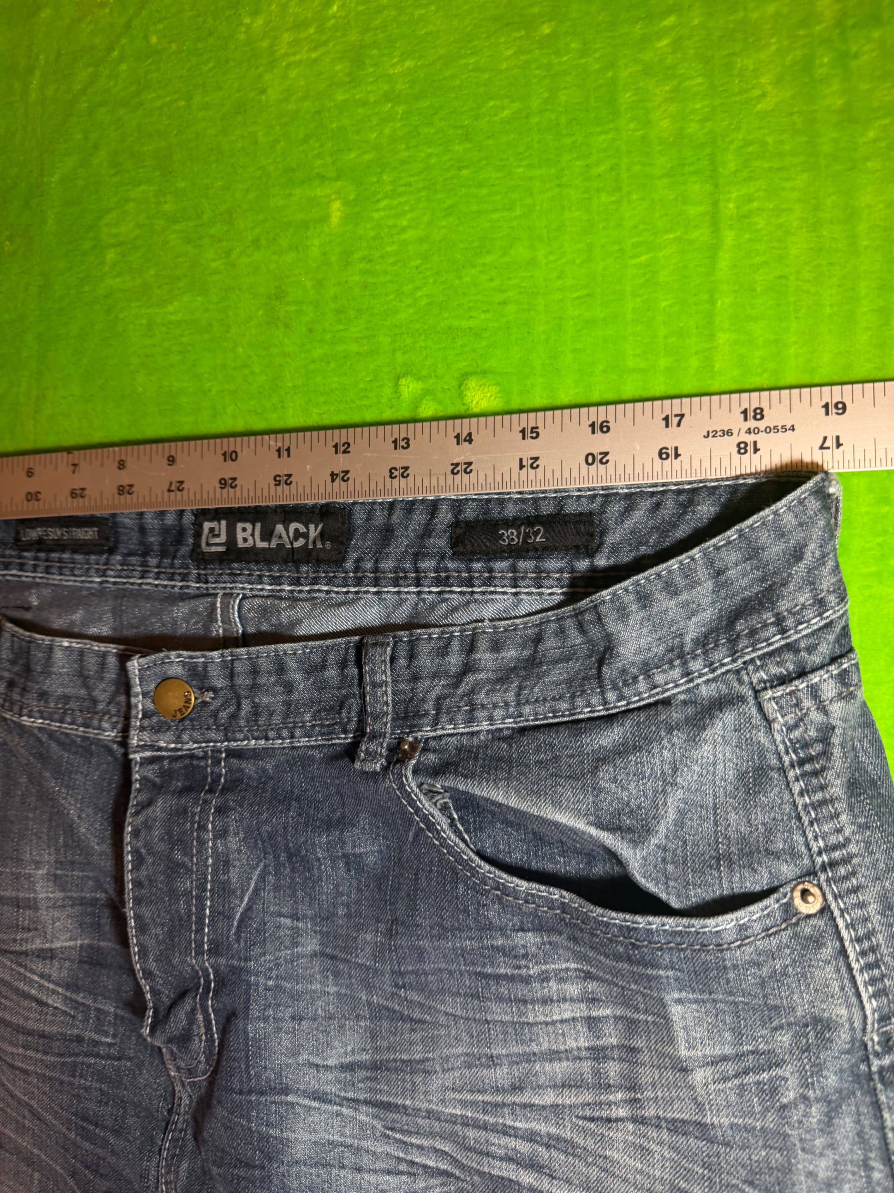 CJ Black Low Rise Slim Straight Jeans  38x32 Distressed Denim - Thumbnail 13