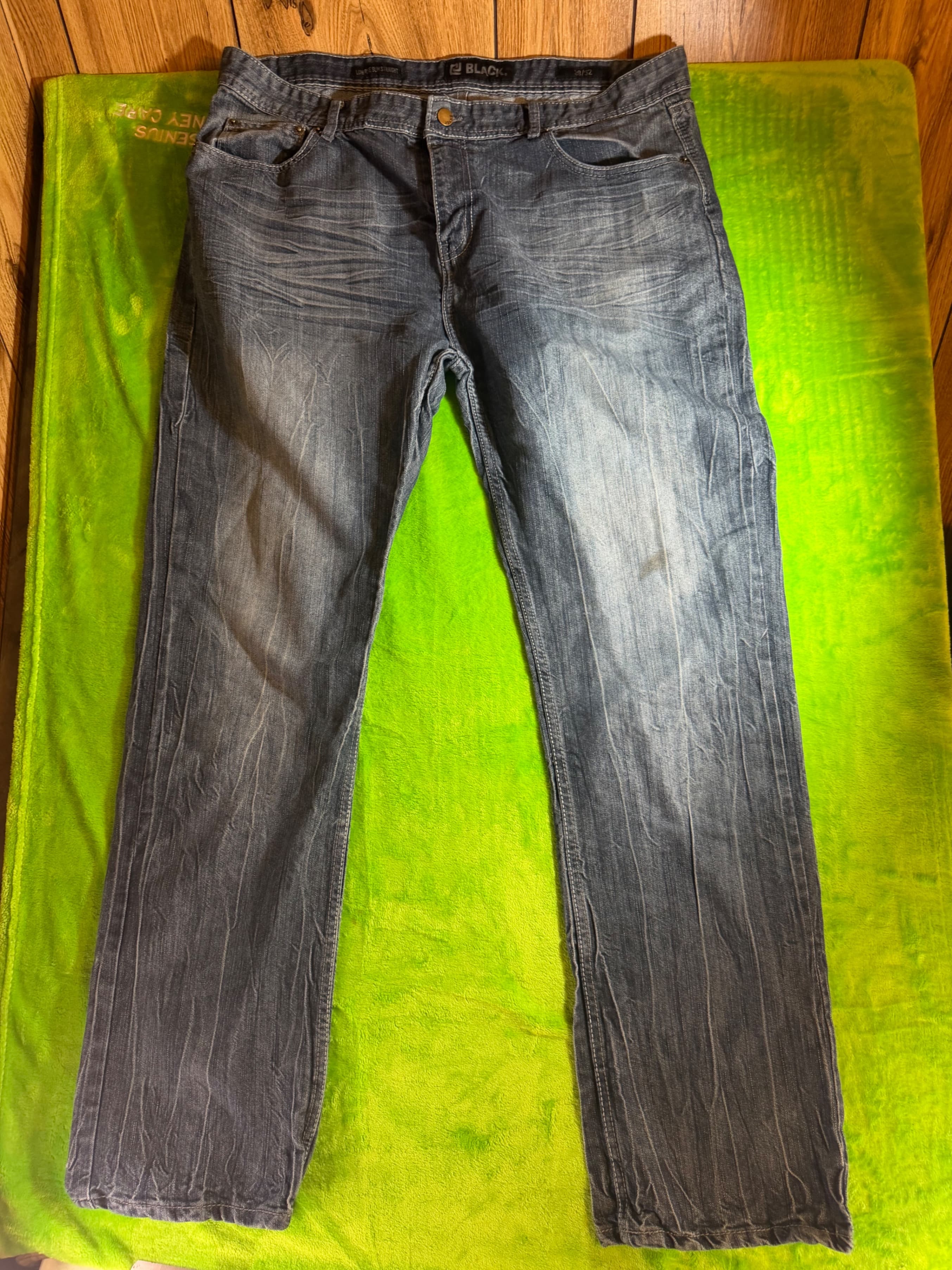 CJ Black Low Rise Slim Straight Jeans  38x32 Distressed Denim - Image 1