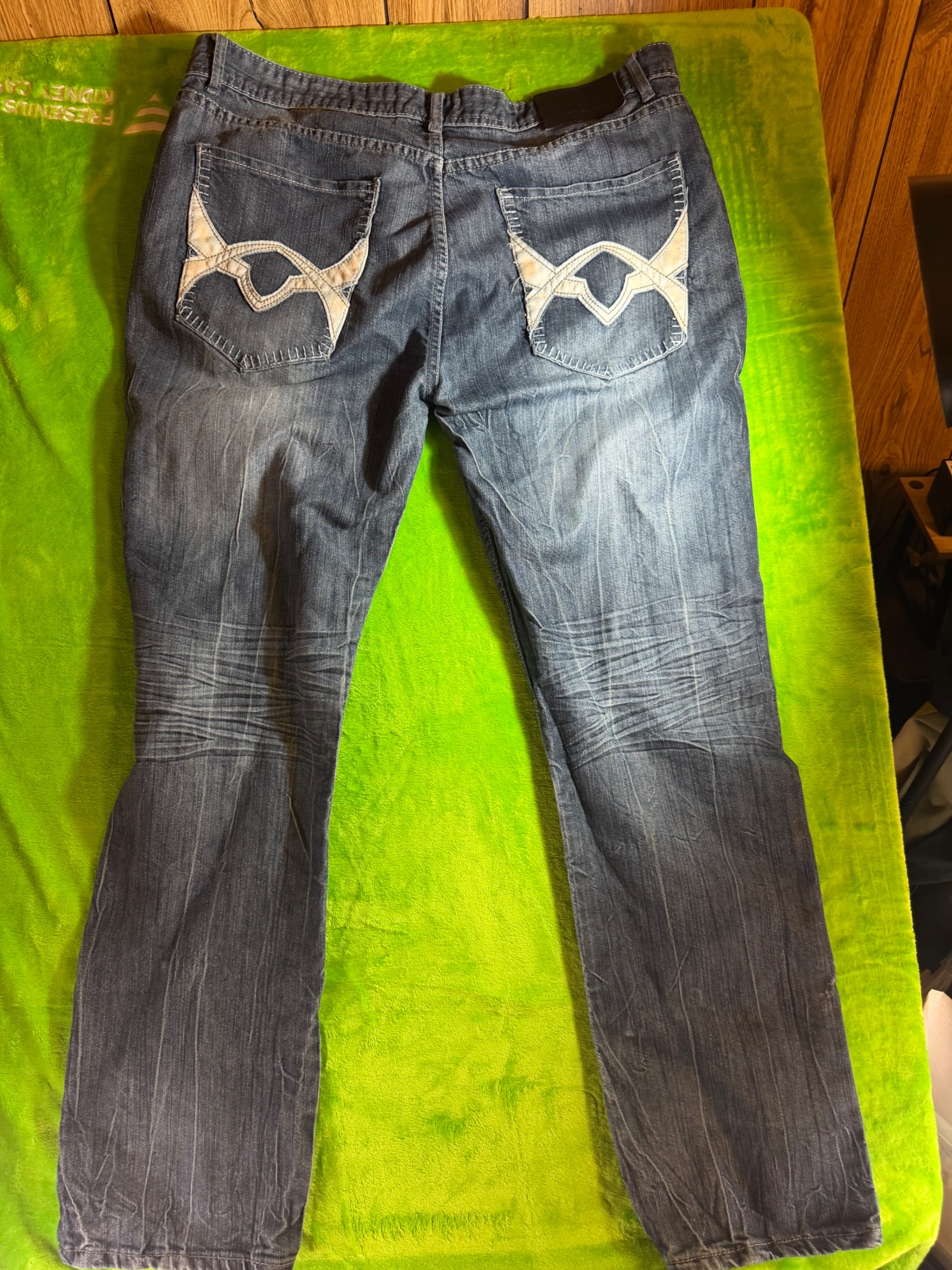 CJ Black Low Rise Slim Straight Jeans  38x32 Distressed Denim - Thumbnail 2