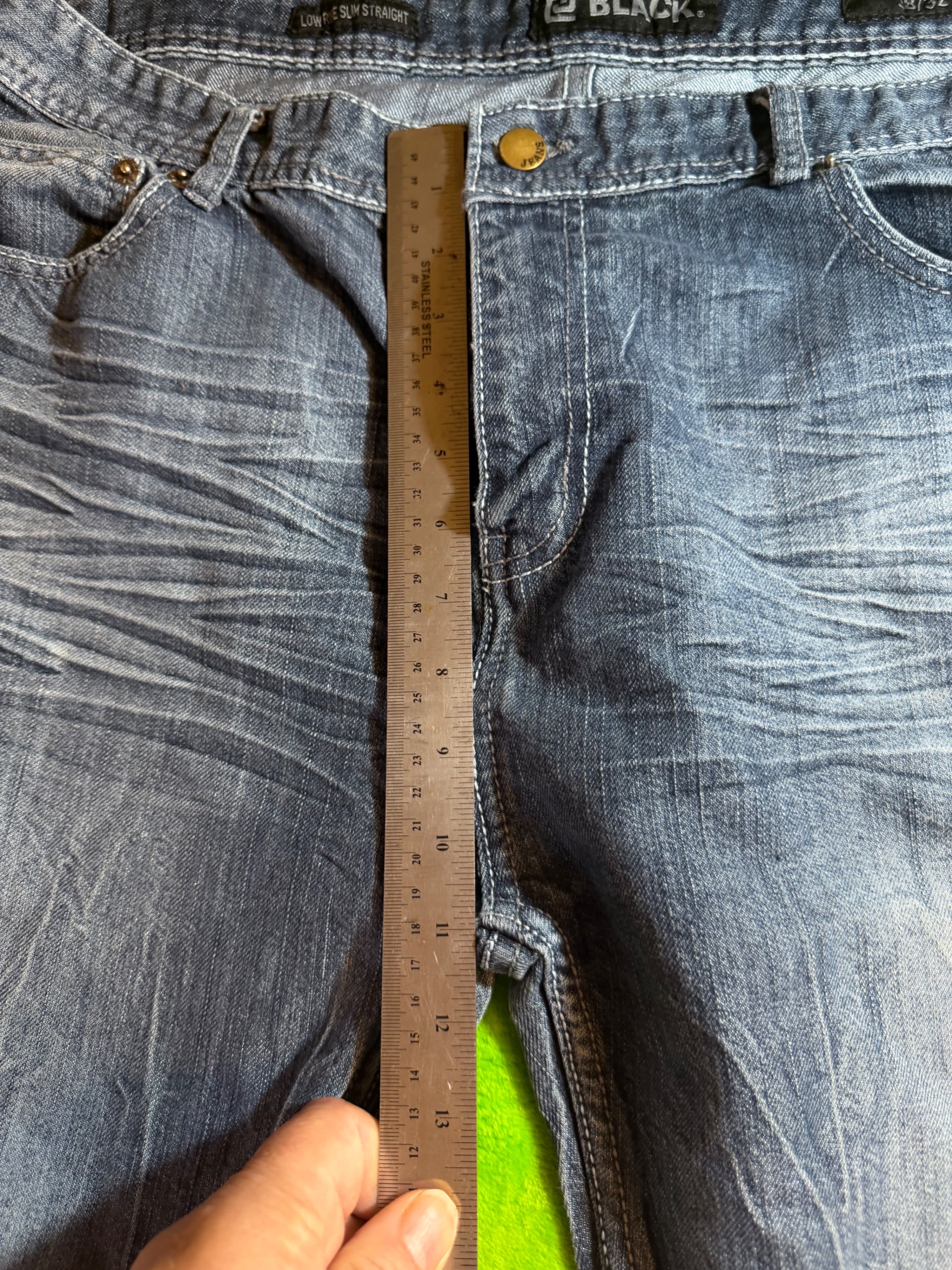 CJ Black Low Rise Slim Straight Jeans  38x32 Distressed Denim - Thumbnail 14