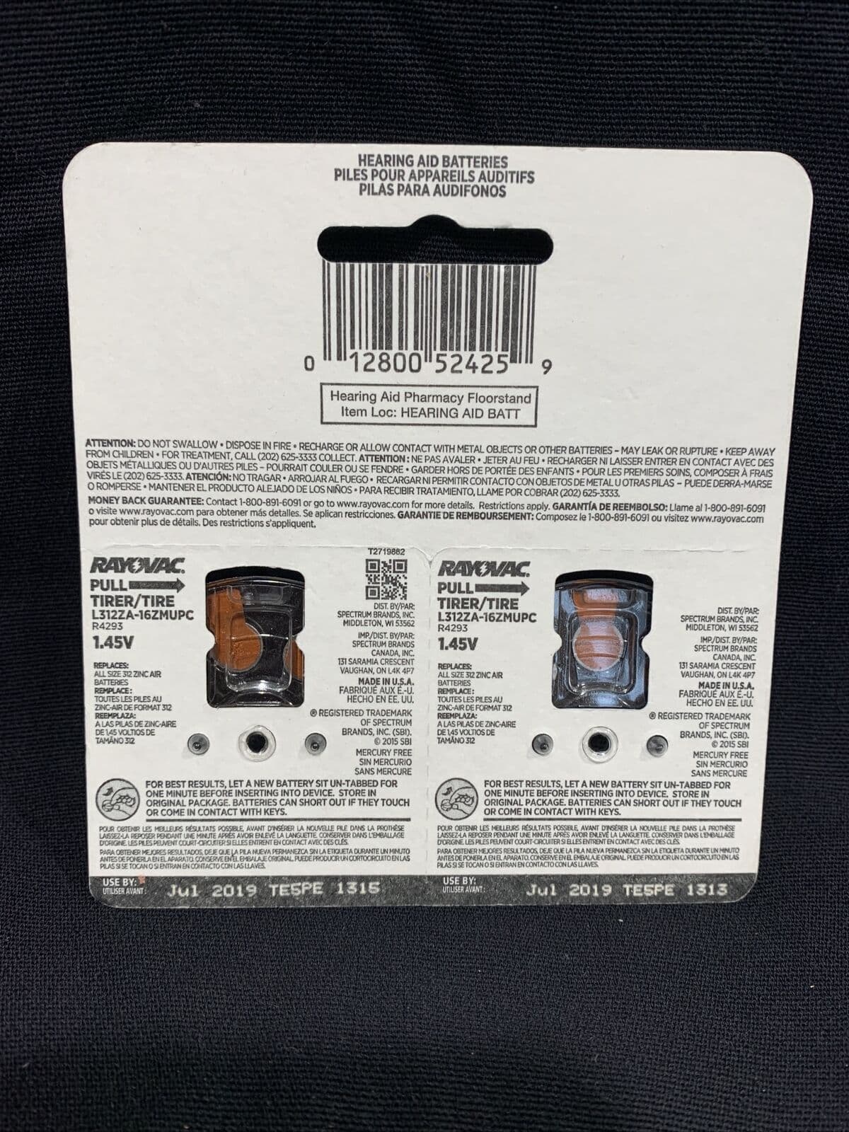 NEW SEALED 3 PK - RAYOVAC 312 Hearing Aid Batteries 1.45V (16 Pc Ea) (EXP 07/19) - Thumbnail 6