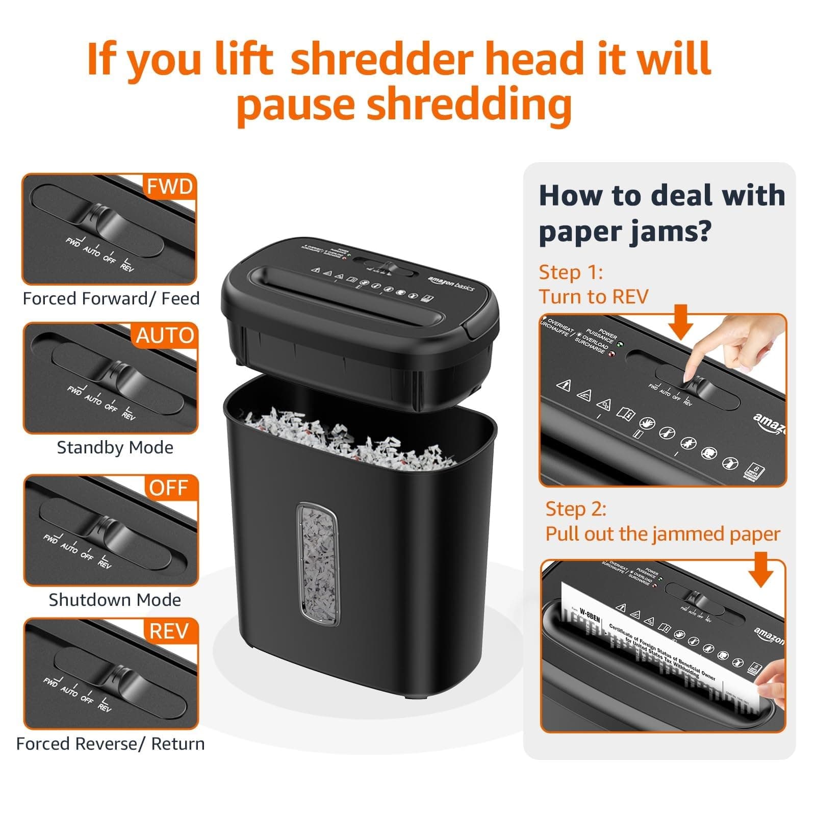 Amazon Basics 8-Sheet Cross-Cut Paper and Credit Card Shredder - Thumbnail 3