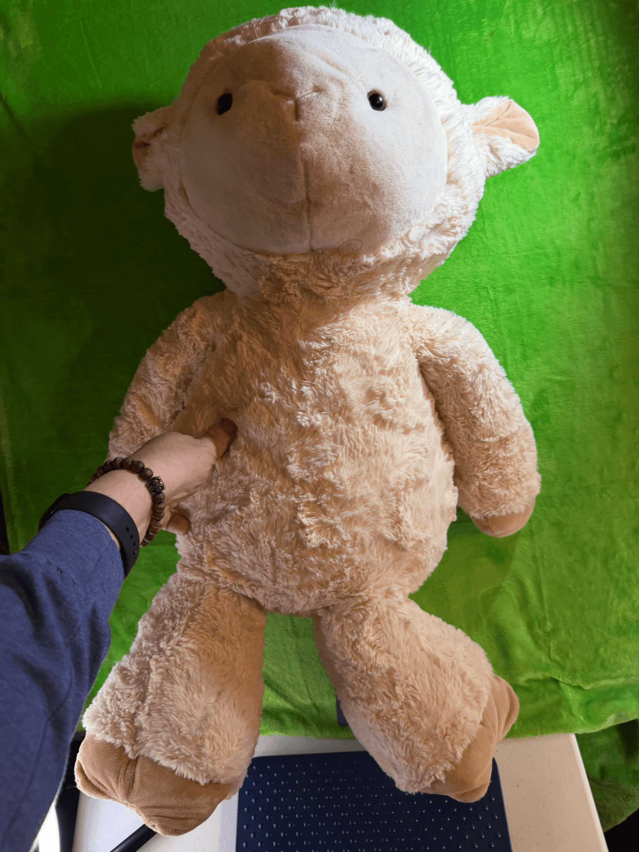 Large Plush Lamb Stuffed Animal Beige Soft Toy - Image 1