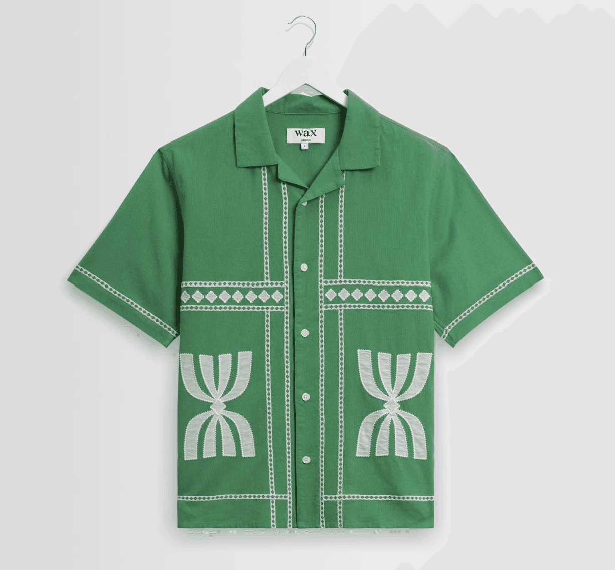 WaX Green Short Sleeve Embroidered Shirt Size M