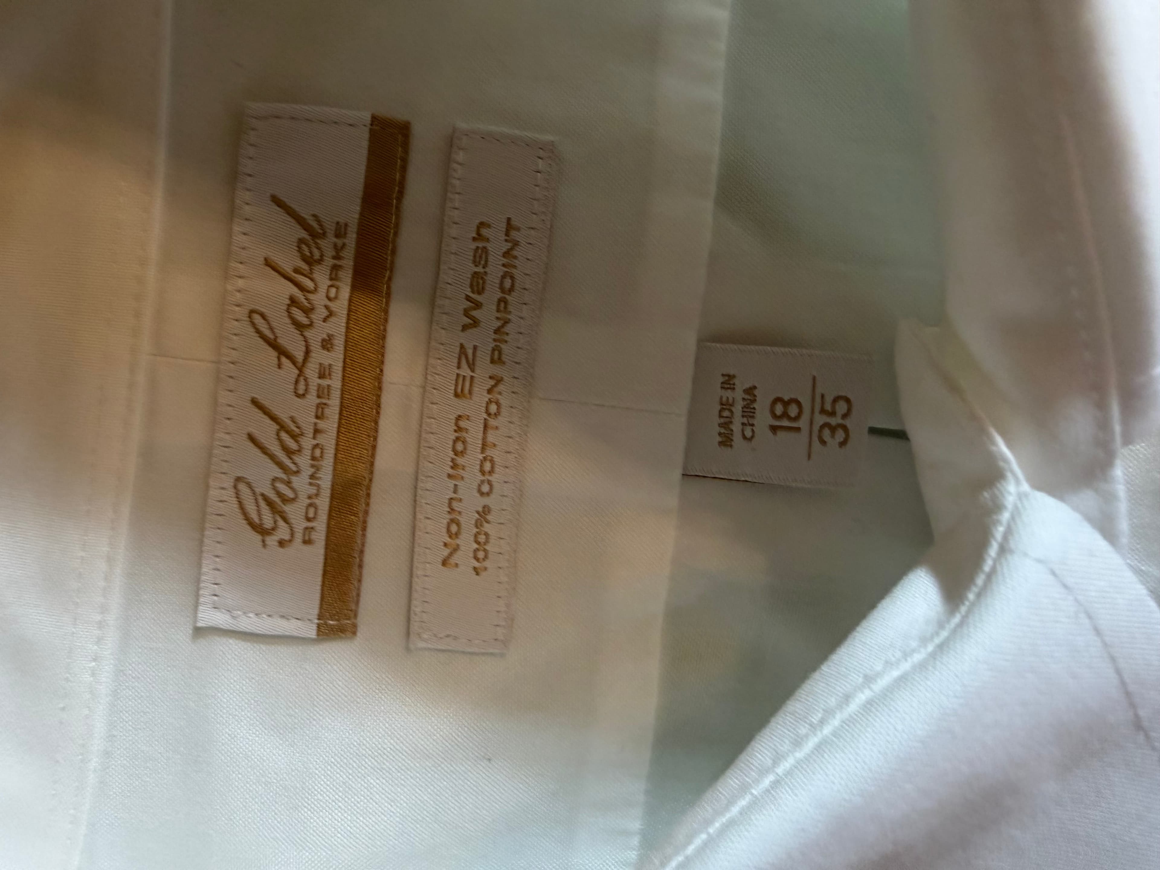 Roundtree & Yorke Gold Label Non-Iron White Dress Shirt Size 18 35 - Thumbnail 3
