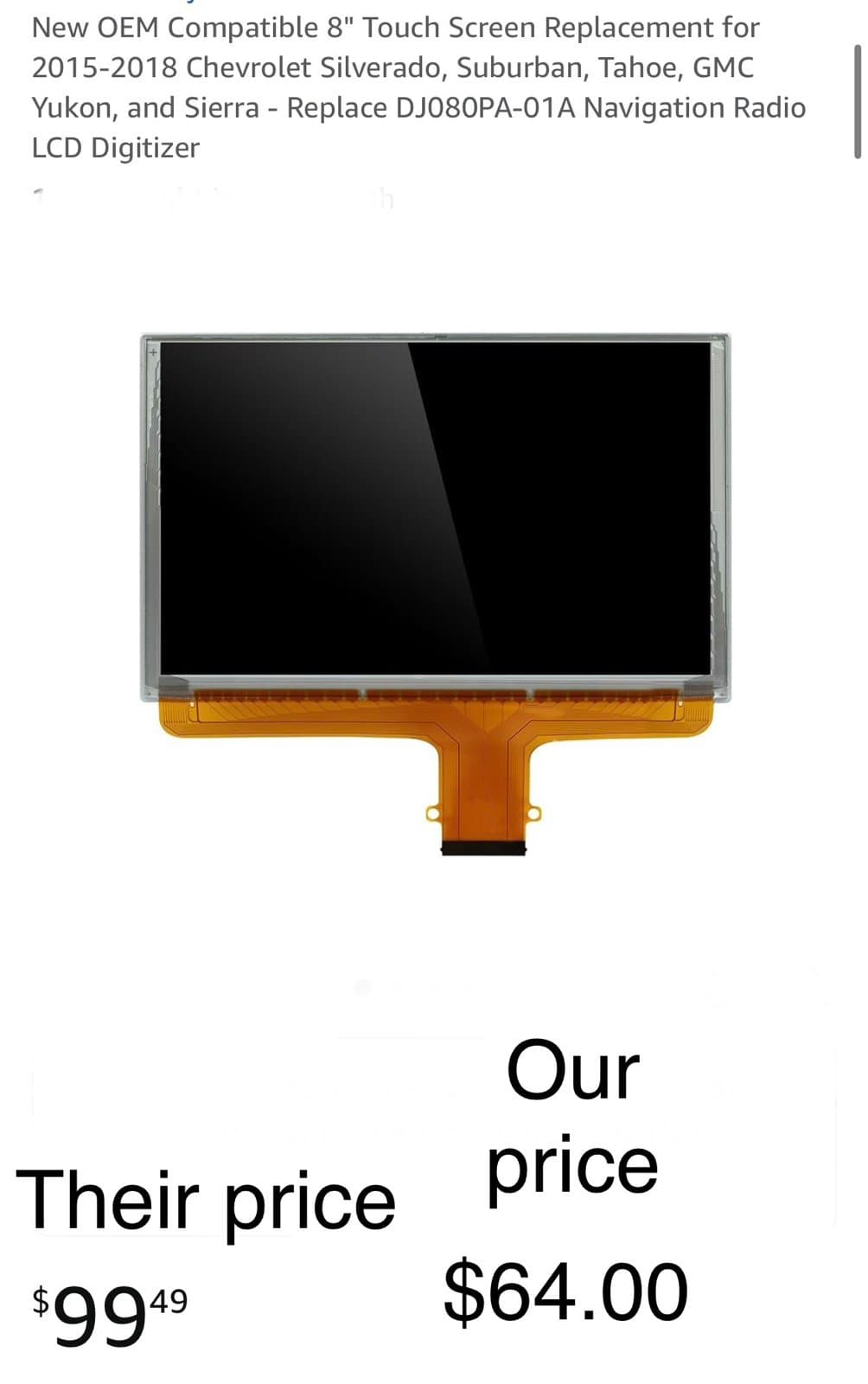 Chimei Innolux DJ080PA-01A 8 Inch Touch Screen Glass Digitizer for Chevrolet/GMC - Thumbnail 3