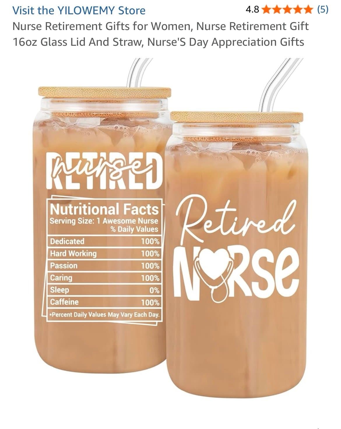 Retired Nurse Glass gift - Image 1
