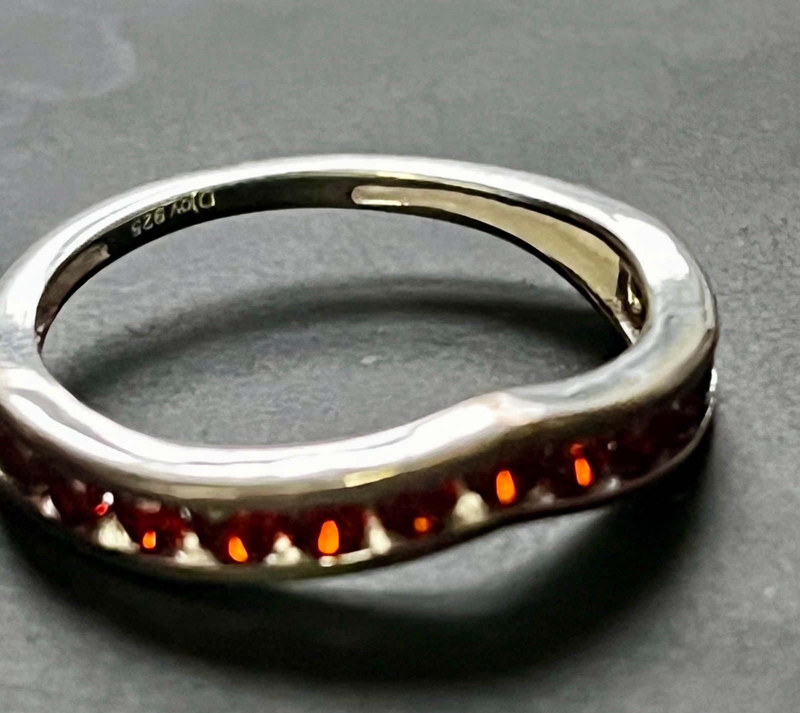 D Joy Simulated Garnet Color Dimond Wishbone Ring, size 6 - Thumbnail 3