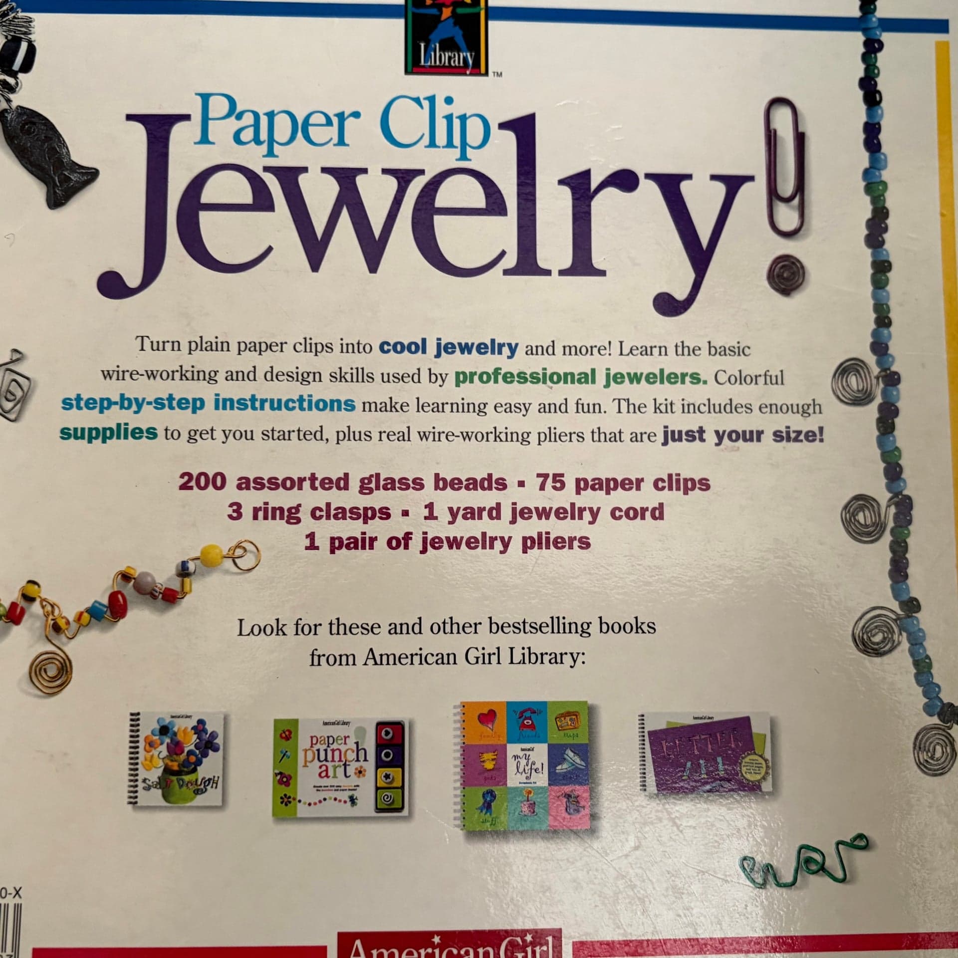 American Girl Library Paper Clip Jewelry Book and Kit and Klutz Jewelry wrappin - Thumbnail 3