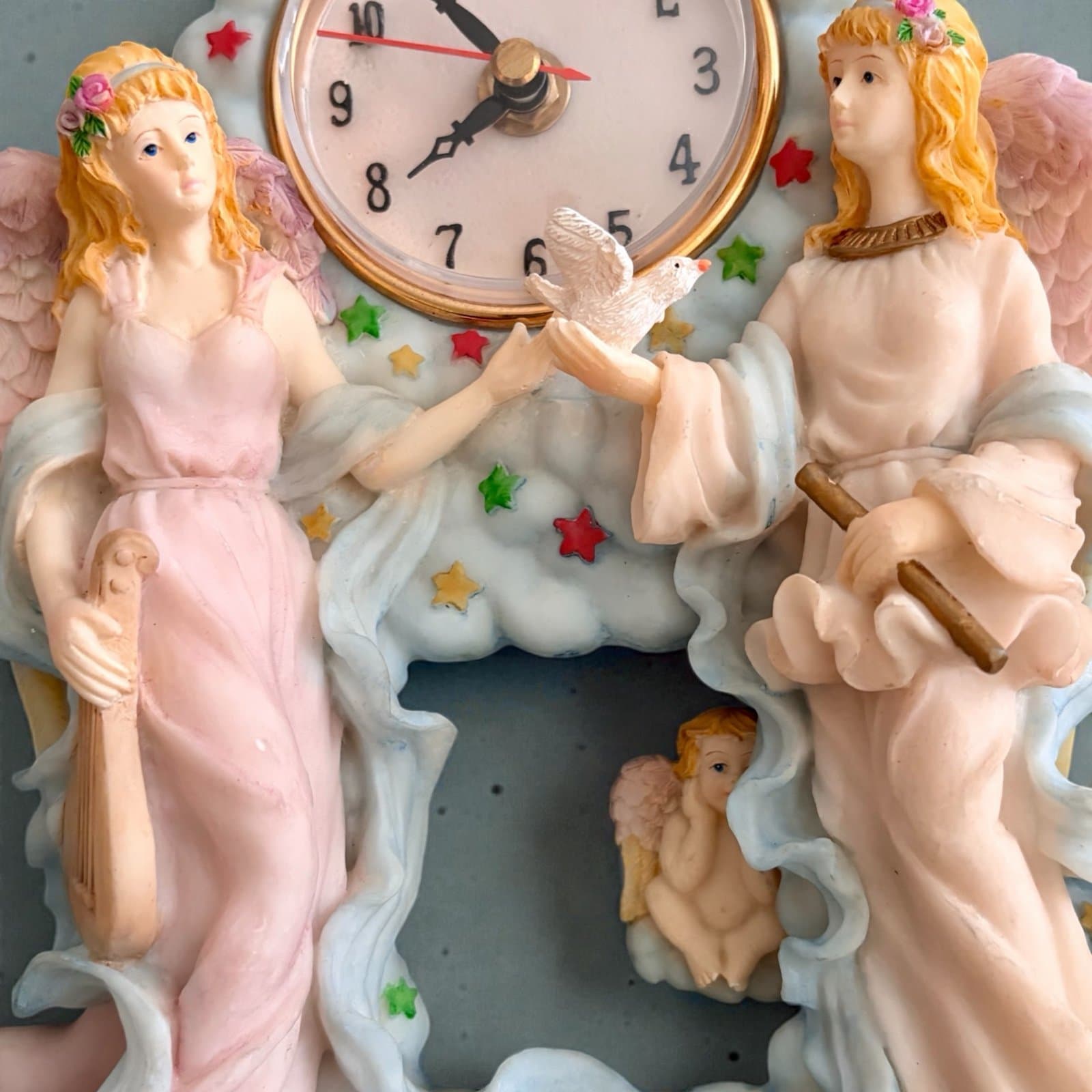 Angel and Cherub porcelain clock Collectors item - Thumbnail 2