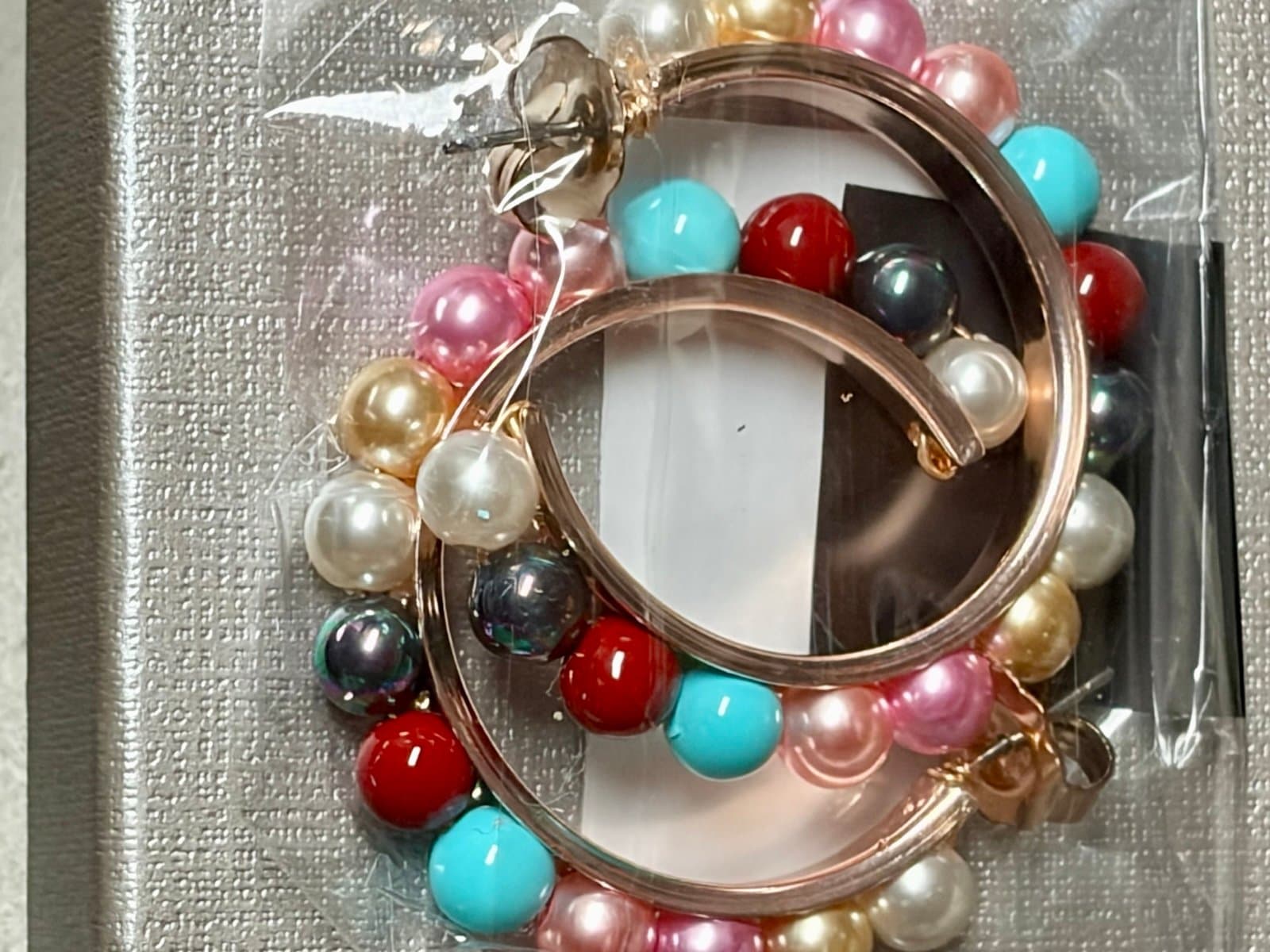 NWT, Shell Pearl Hoop Earrings - Image 1