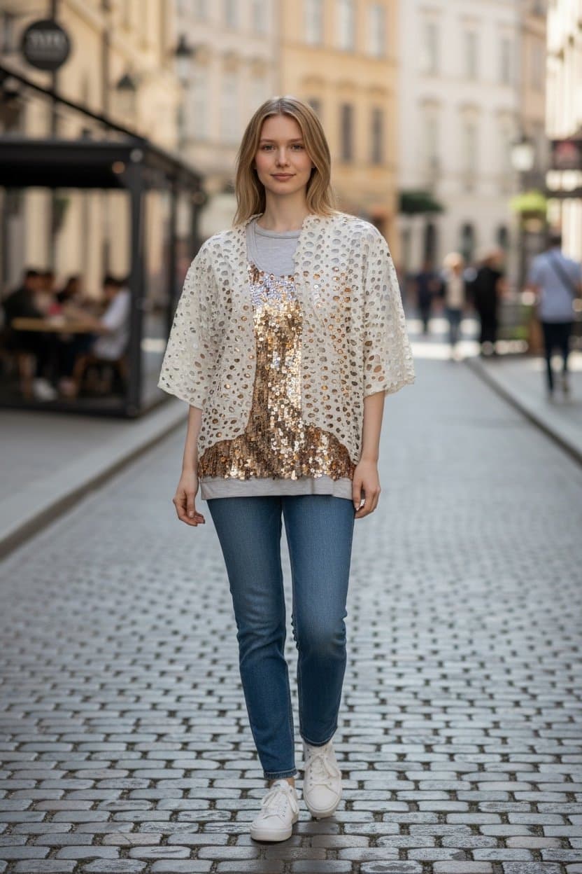 NWT, Sequin Top and Mesh Coverup 2 separate pieces - Thumbnail 2