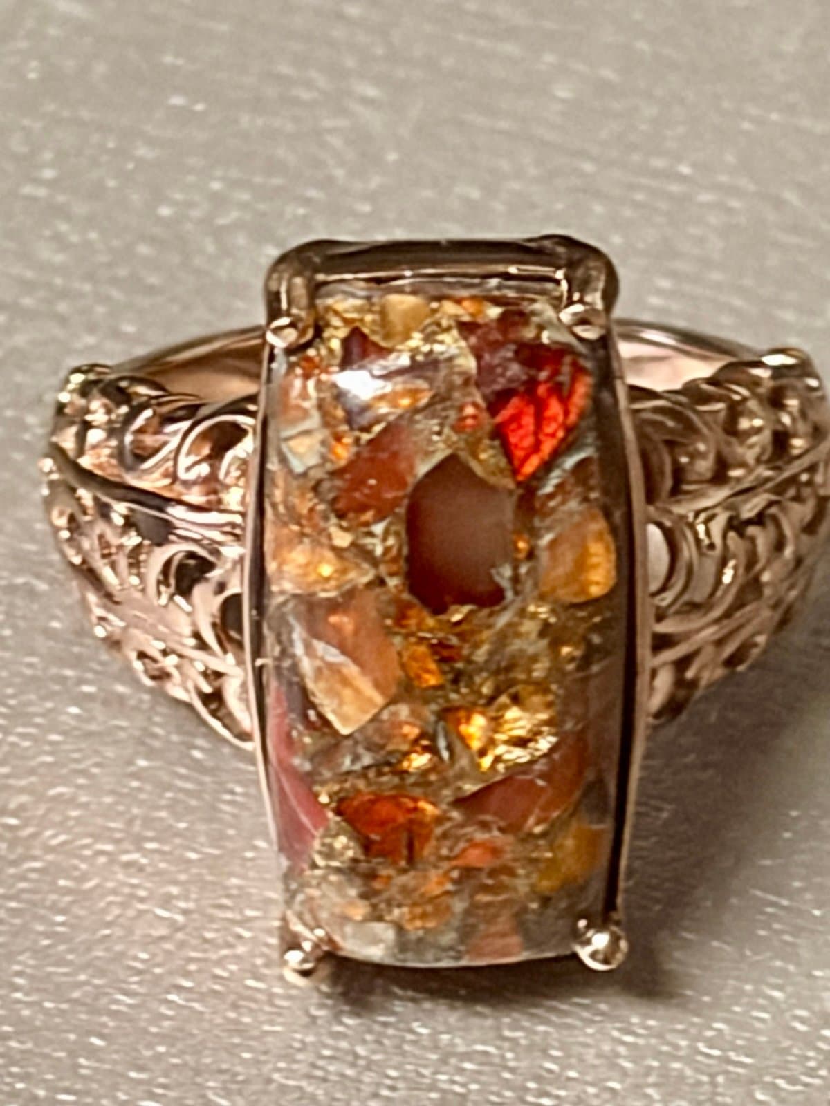 NWT, Matrix Fire Opal Gemstone Ring size 9 - Thumbnail 3