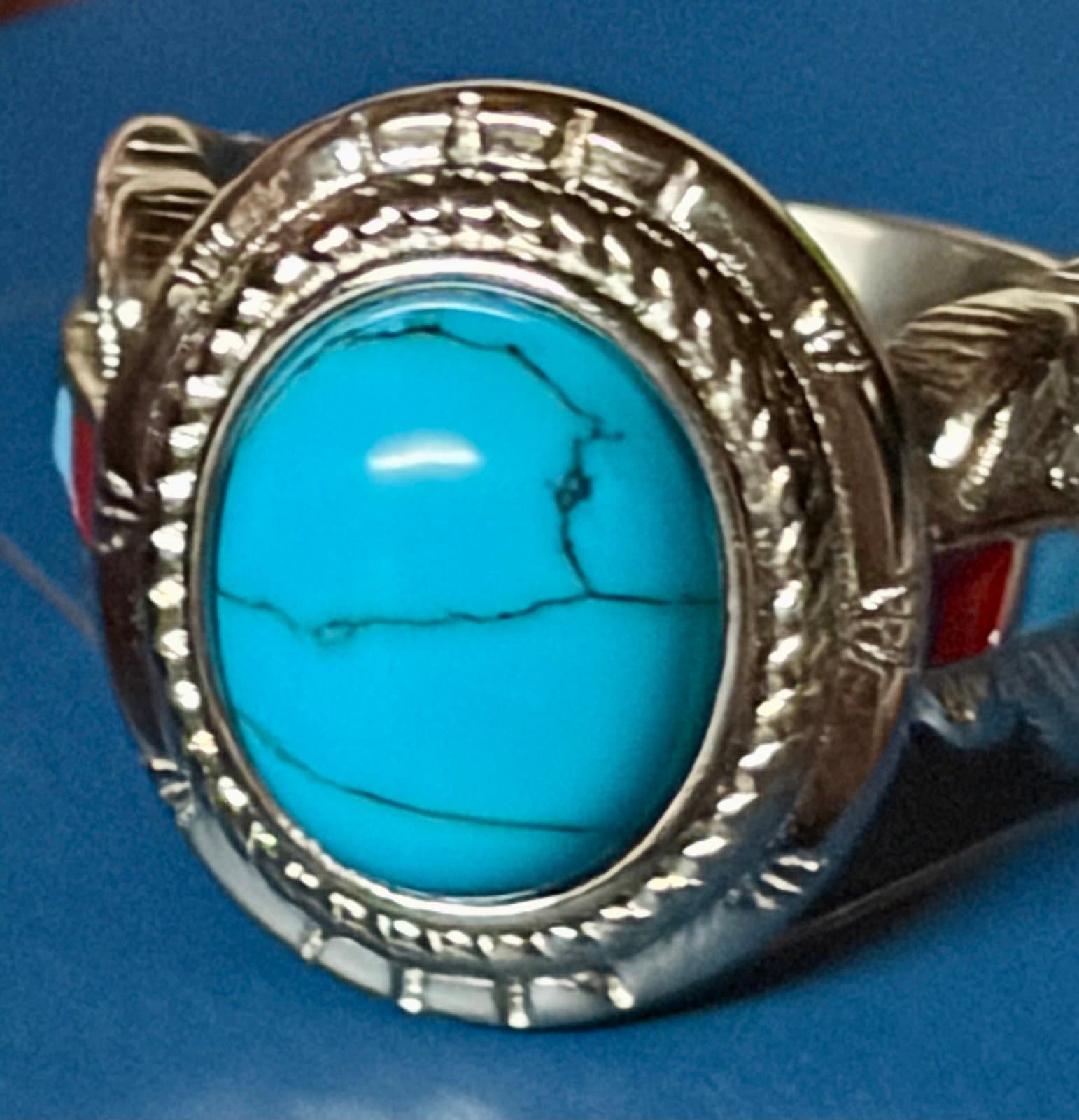 Howlite and Emerald feather ring - Thumbnail 5