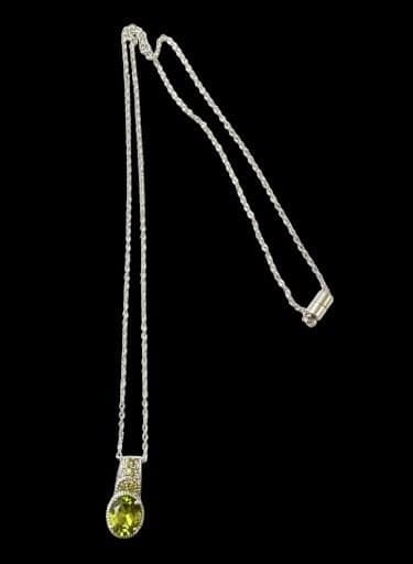 platinum over Sterling Silver Australian Sapphire Gemstone Necklace - Thumbnail 4