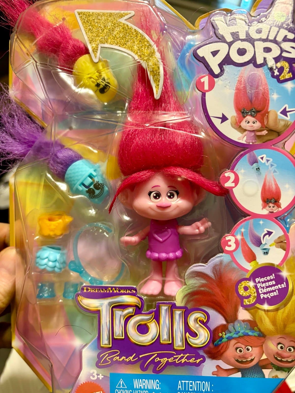 Mattel DreamWorks Trolls Band Together Hair Pops Queen Poppy Small Doll. - Image 1