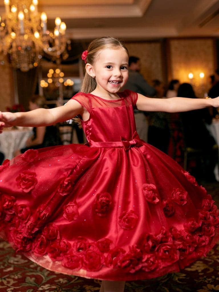 Girls Red Satin Dress, size 7/8 - Image 1