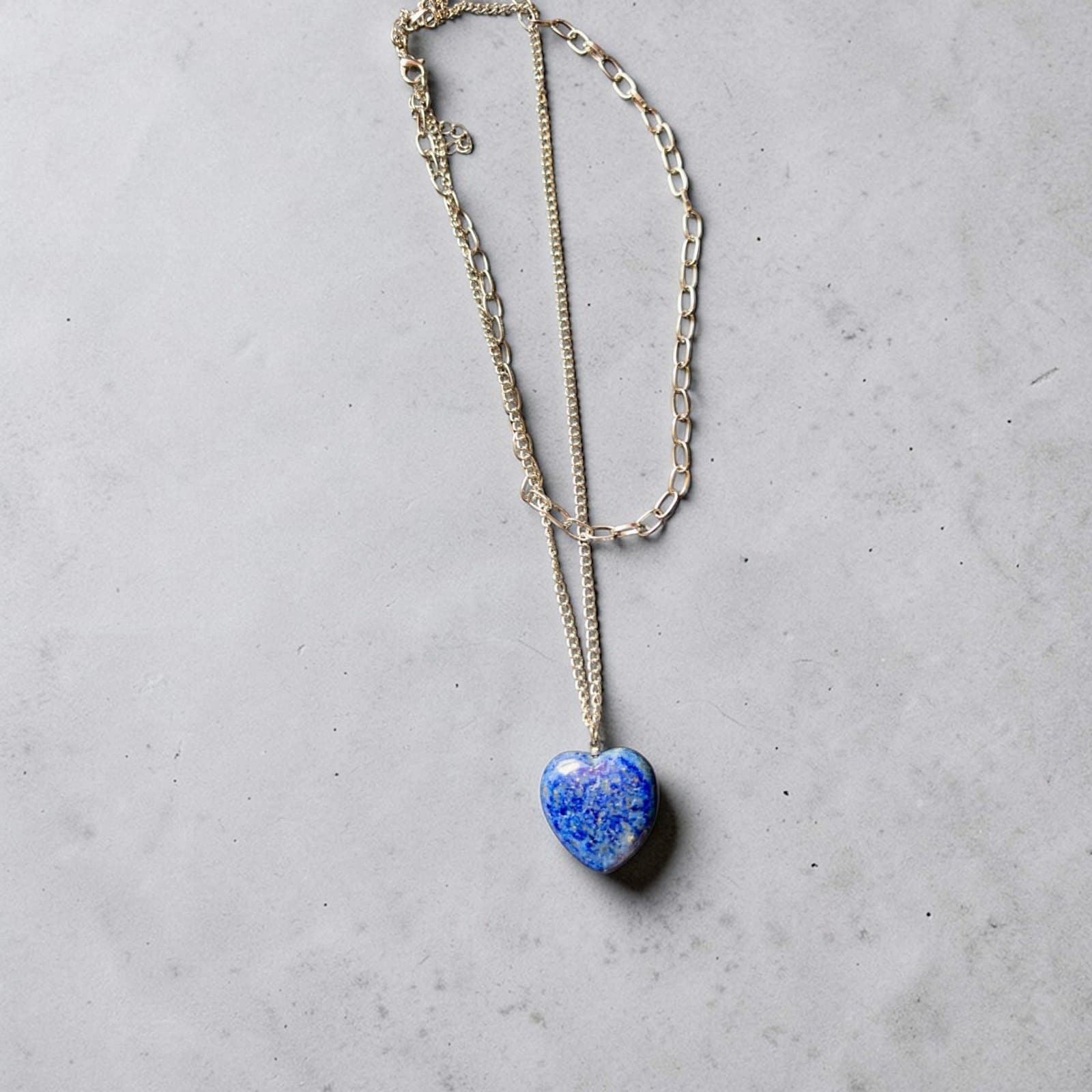 Lapis Gemstone Heart Necklace - Image 1