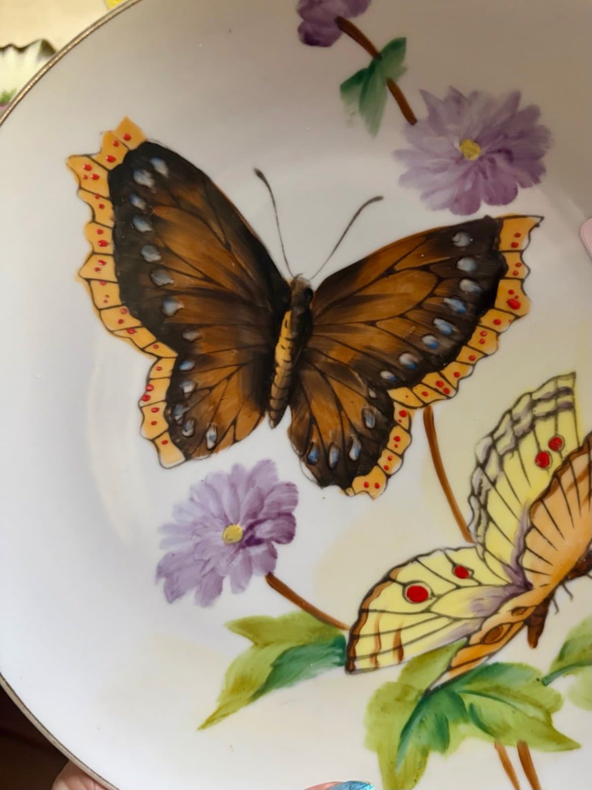 Set of Two Porcelain Decorative Butterfly Plates, Vintagec - Thumbnail 3