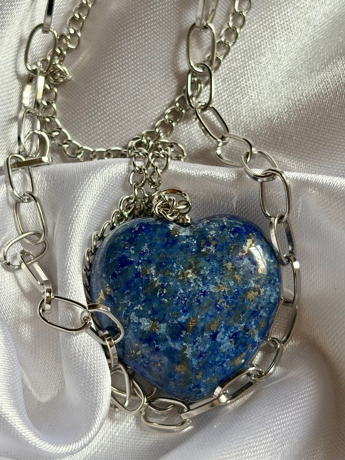 Lapis Gemstone Heart Necklace - Thumbnail 2